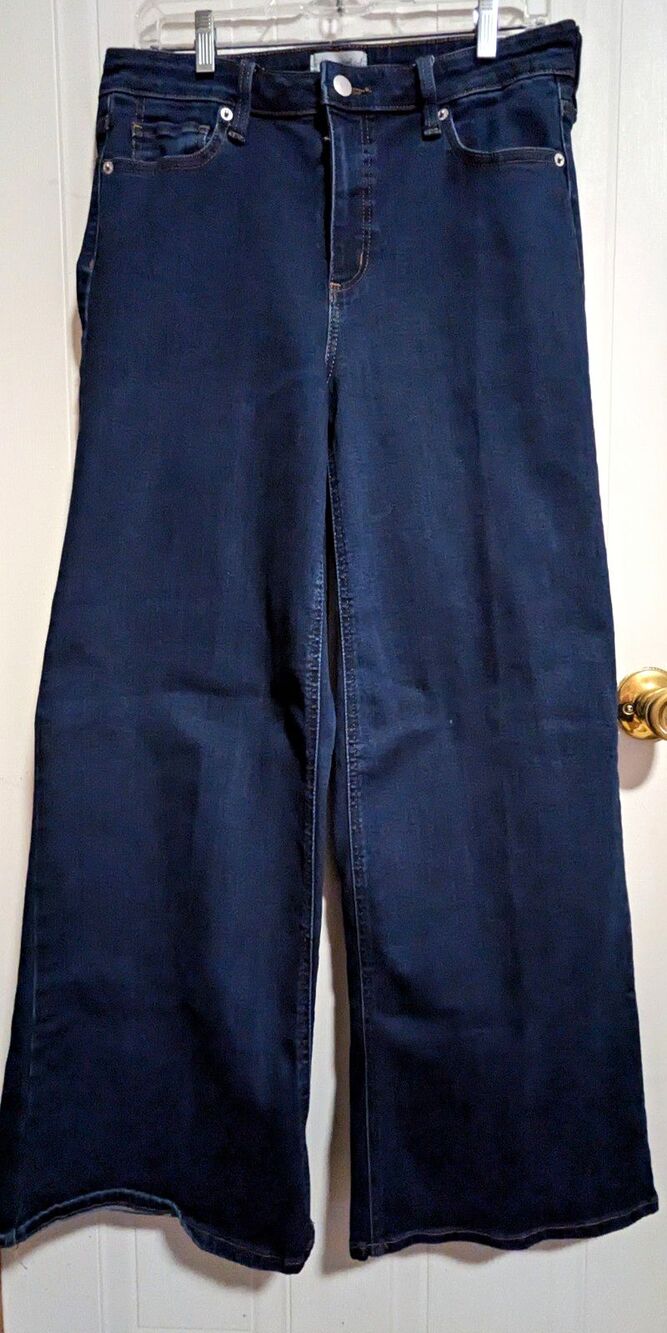 Universal Thread Women's Size 12R High Rise Wide-Leg Dark Wash Blue Denim Jeans